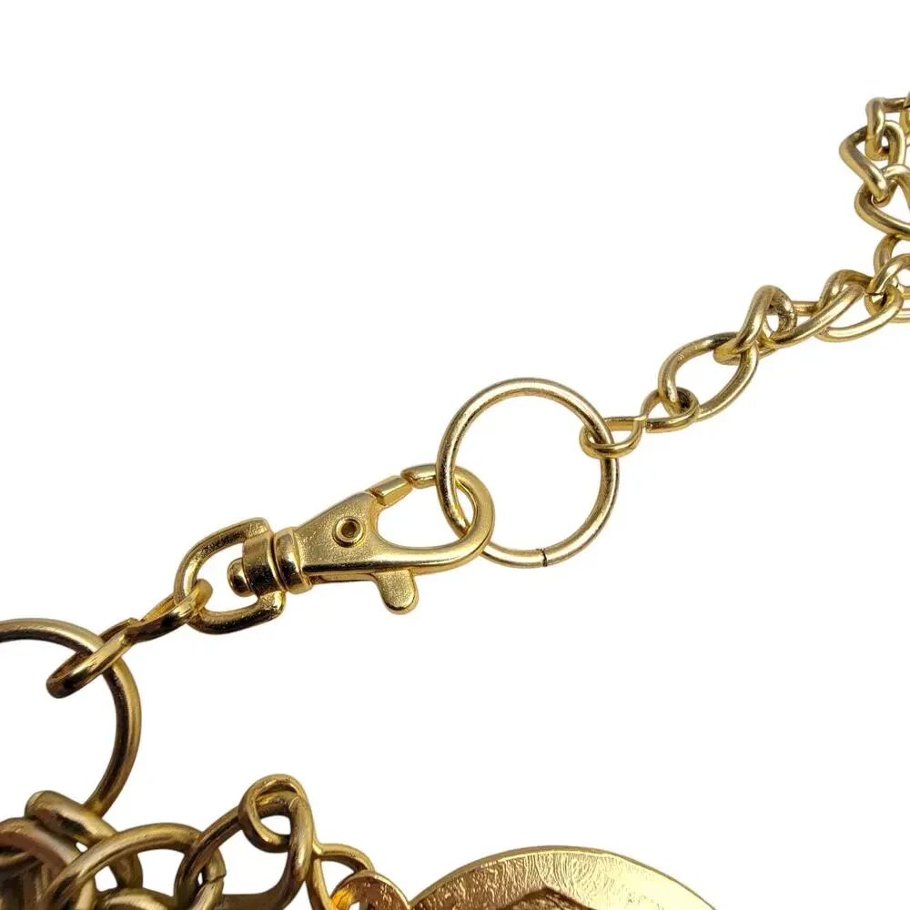 Vintage Gold Tone Medallion Chain Belt Baroque Coin Crest Adjustable Waist